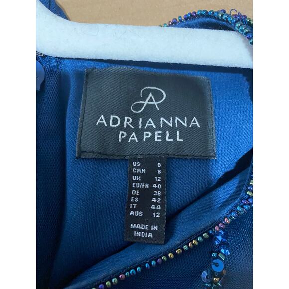 ADRIANNA PAPELL DRESS 8 BLUE COCKTAIL PARTY FESTIVE HOLIDAYS - Picture 3 of 16